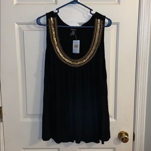 Torrid Size 3 black tank top with gold detailing